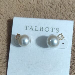 Talbots Gold and Cream Faux Pearl Stud Earrings